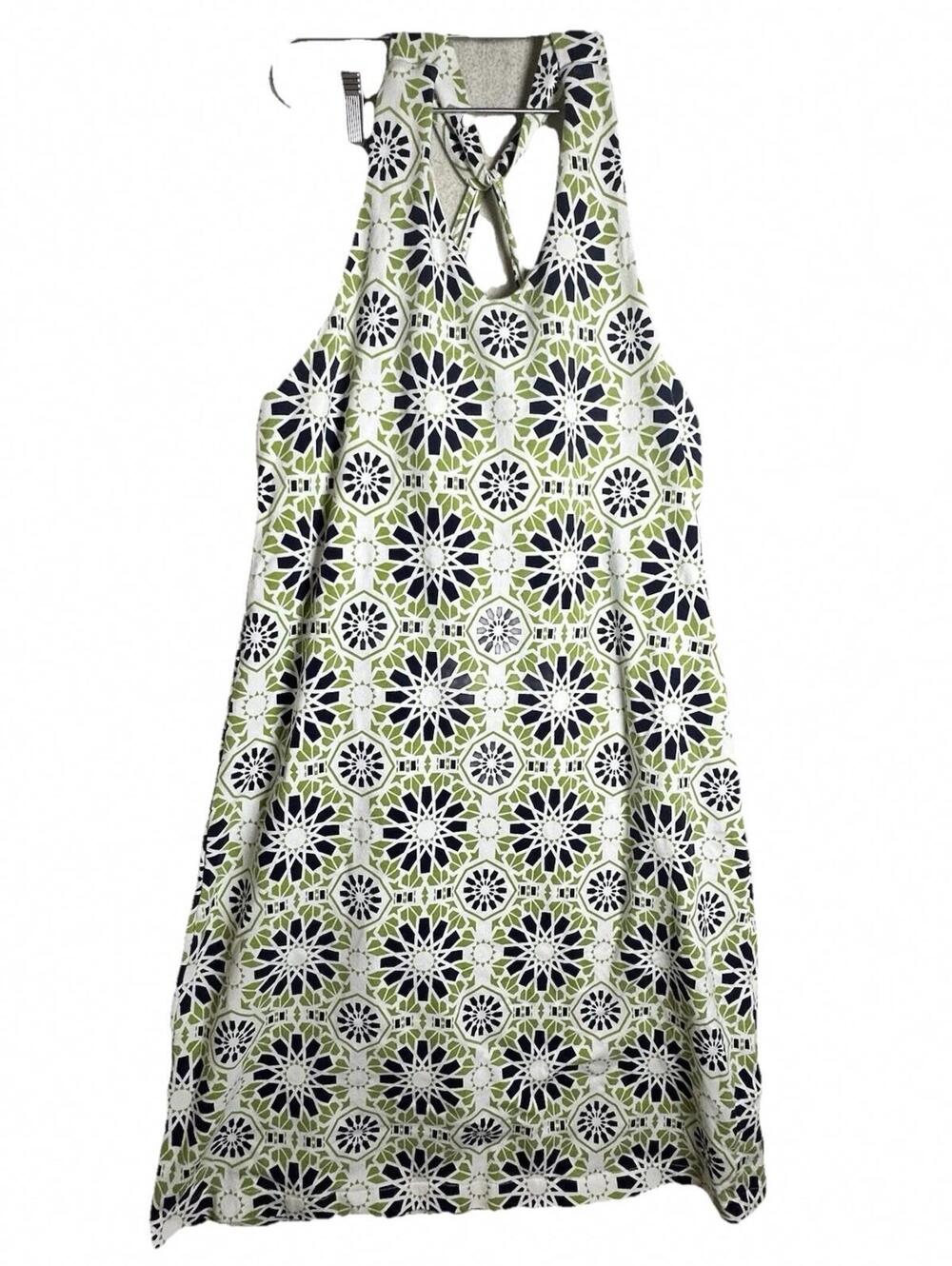 Title Nine Round Trip Halter Dress Geometric Moroccan Print Built In Bra Lrg